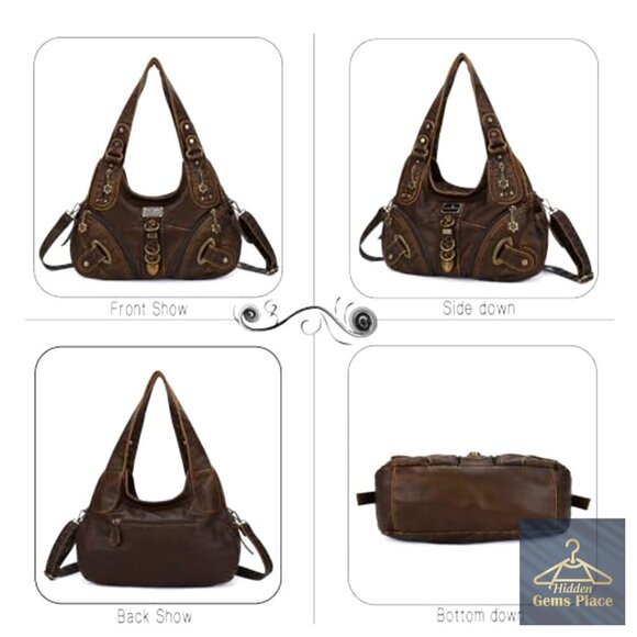 Multipurpose Genuine Women Leather Bag | 3 in 1 Convertible  Large Convertible Hobo Satchel Shoulder Bag with Multiple Pockets